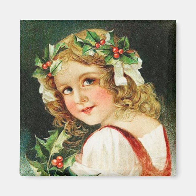 Joyeux Noël fille Magnet Vintage (Devant)