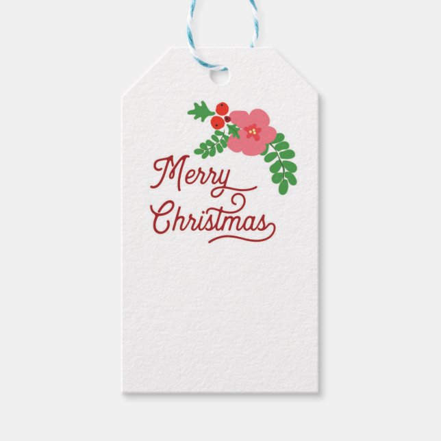 Joyeux Noël Flora étiquettes cadeaux (Devant)