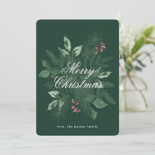Joyeux Noël floral non photo Carte de vacances