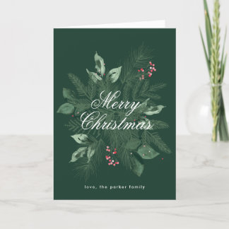 Joyeux Noël floral Non Photo carte pliée