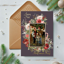 Joyeux Noël Foto Floral Foil French Folien Feiertagskarte