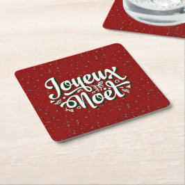 Joyeux Noël Französischer Weihnachtstext Rechteckiger Pappuntersetzer
