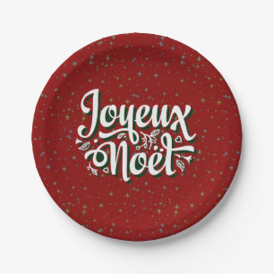 Joyeux Noël French Christmas Text 7" Pappteller