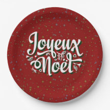 Joyeux Noël French Christmas Text 9" Papierplatte