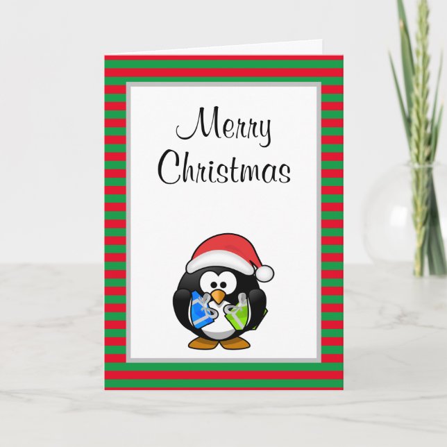 Joyeux Noël Funny Penguin Carte de Noël (Devant)
