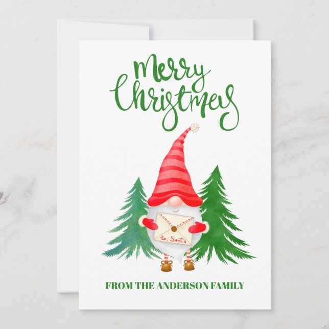 Joyeux Noël Gnome Salutation Cartes de vacances (Devant)