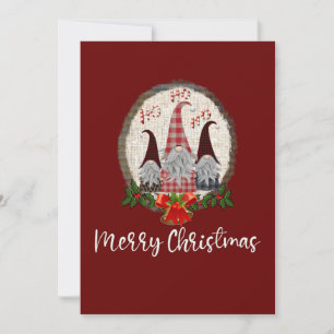 Joyeux Noël Gnomes Rouge Rustique, Carte Tendance