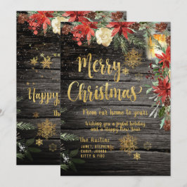 Joyeux Noël Gold Calligraphie Russe Carte de carte