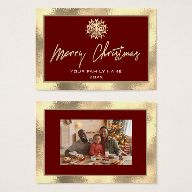 Joyeux Noël Gold Frame Famille Photo Bourgogne (Devant & derrière)