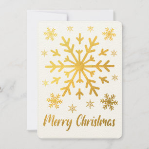 Joyeux Noël Gold Snowflakes Cartes blanches