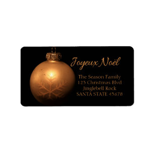 Joyeux Noël Golden Ornament Label Adressaufkleber