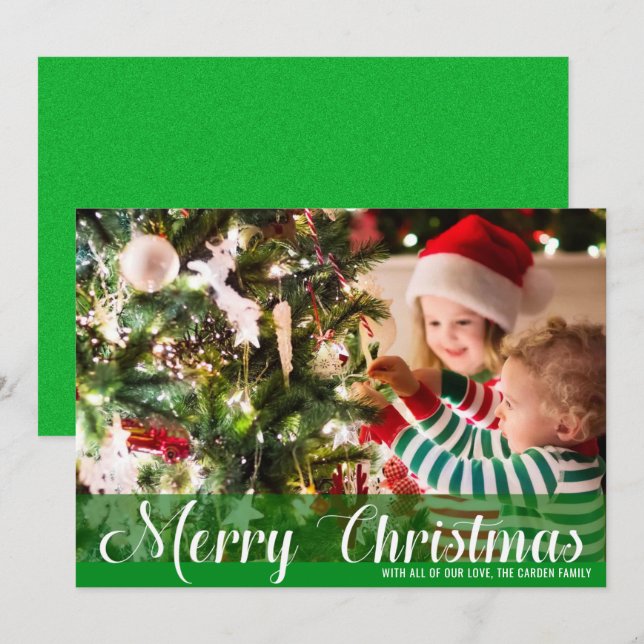 Joyeux Noël Green Photo Cartes de Noël (Devant / Derrière)