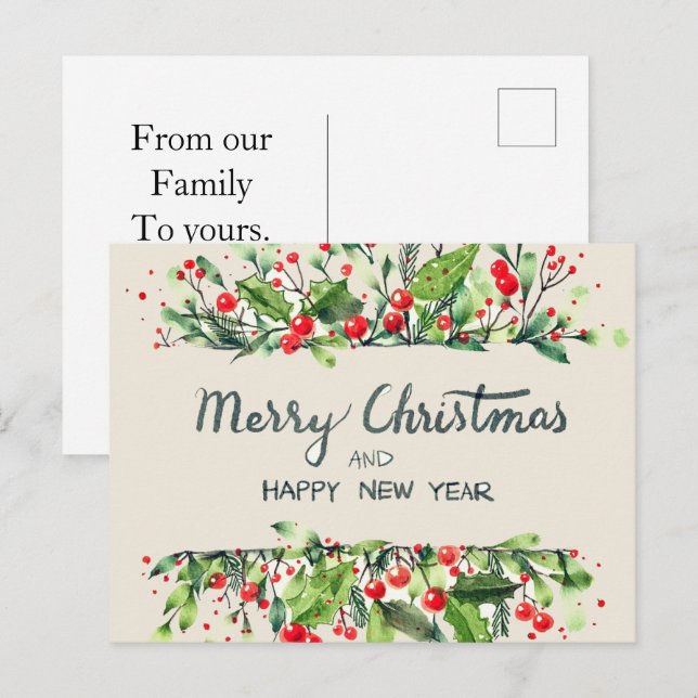 Joyeux Noël heureux nouvelle année cartes postales (Devant / Derrière)