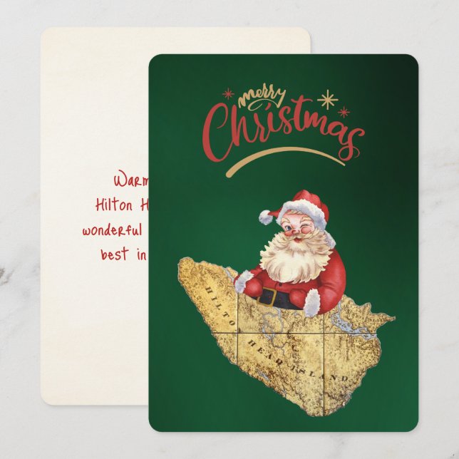 Joyeux Noël Hilton Head Island Carte avec Père Noë (Devant / Derrière)