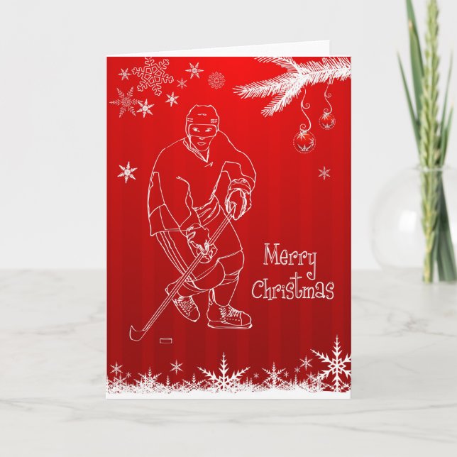 Joyeux Noël Hockey Snowflakes Carte de voeux (Devant)