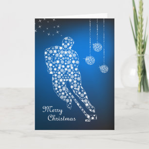 Joyeux Noël Hockey Snowflakes Carte de voeux