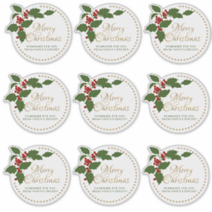Joyeux Noël Holly & Berry Étiquette Food Cadeau Ti