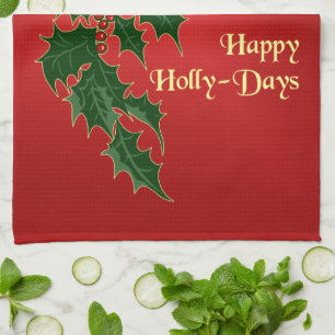 Joyeux Noël Holly-Days serviette de cuisine