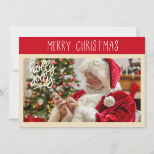 Joyeux Noël   Holly Jolly Père Noël Carte photo