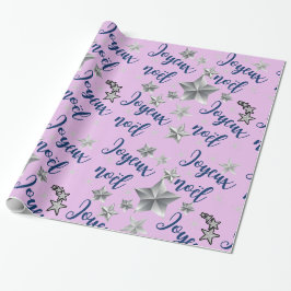 Joyeux Noël in Pink, Silver & Blue - Weihnachten Geschenkpapier