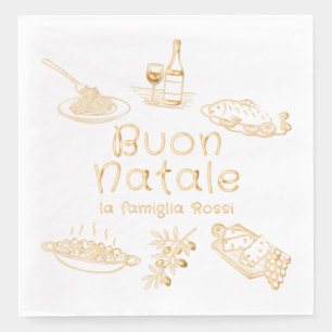 Joyeux Noël italien Doodles de nourriture pour fêt
