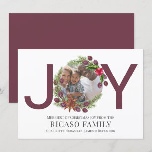 Joyeux Noël Joie Plum Carte photo de couronne