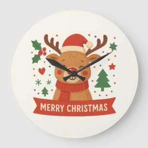 Joyeux Noël jolie horloge de rennes