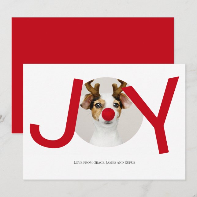 Joyeux Noël Joy Carte photo rouge (Devant / Derrière)