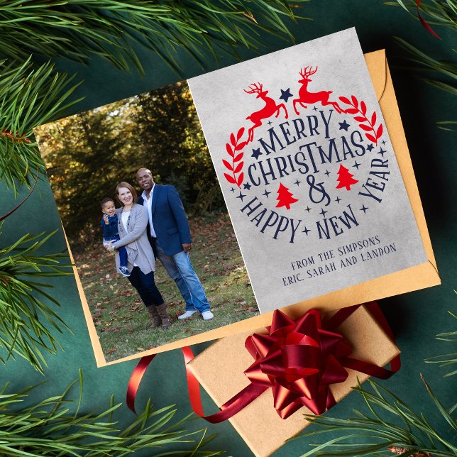Joyeux Noël Joyeux Joyeux Carte photo de famille (Créateur téléchargé)