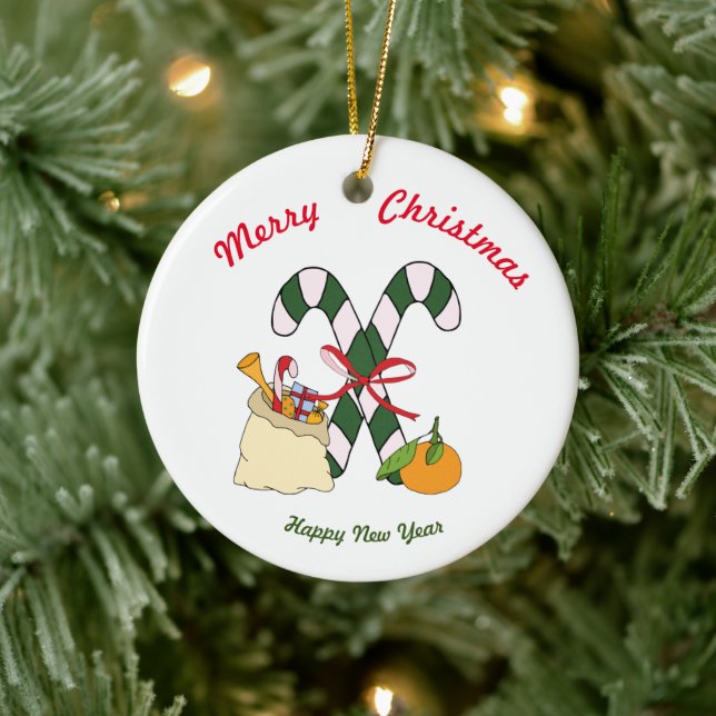 Joyeux Noël Joyeux nouvel an ornement céramique (Arbre)