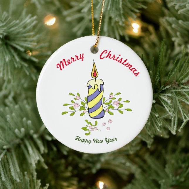 Joyeux Noël Joyeux nouvel an ornement céramique (Arbre)