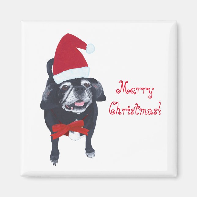 Joyeux Noël Joyeux Père Noël Carlin Chien Magnets (Devant)