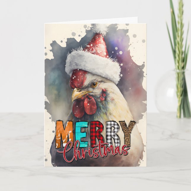 Joyeux Noël Joyeux Père Noël Carte de Poulet (Devant)