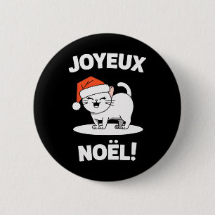 Joyeux Noël Khao Manee Weiße Katze Weihnachtsfeier Button