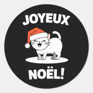 Joyeux Noël Khao Manee Weiße Katze Weihnachtsfeier Runder Aufkleber