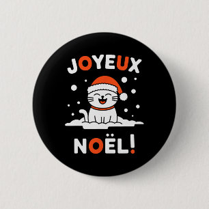 Joyeux Noël Khao Manee Weiße Katze WeihnachtsWeihn Button