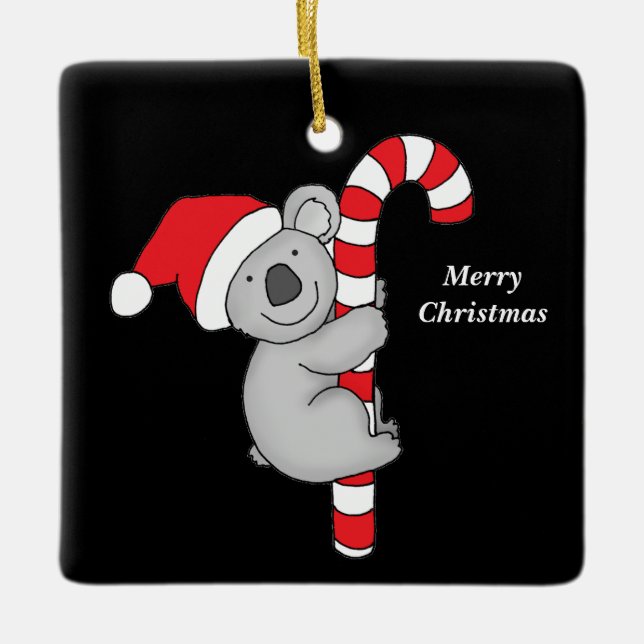 Joyeux Noël Koala Ours Ornement en céramique (Devant)