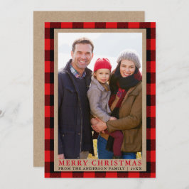 Joyeux Noël Kraft Tartan Carte photo