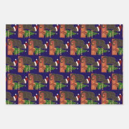 Joyeux Noel Le Chat Noir Spoof With Yule Tree Geschenkpapier Set