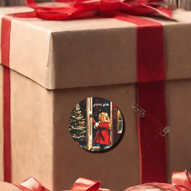 Joyeux Noël - little girl Runder Aufkleber (Von Creator hochgeladen)