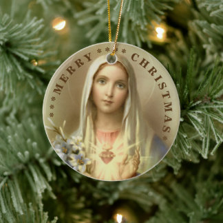 Joyeux Noël | Marie vierge | Ornement en céramique