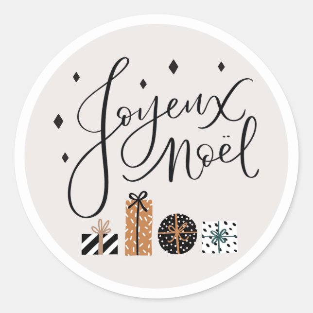 Joyeux Noel Merry Christmas Étiquette de Cadeau Au (Devant)