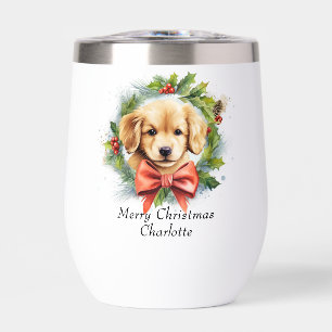 Joyeux Noël mignon Aquarelle Chien Chien Chien Nom