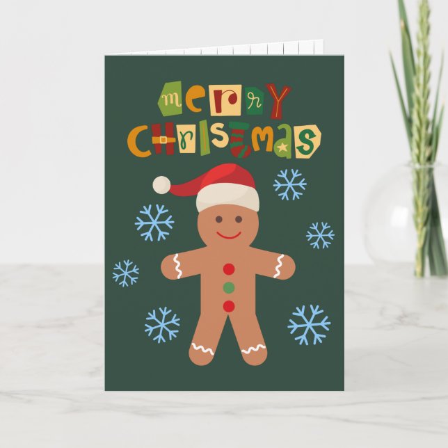 Joyeux Noël mignonne Pain d'épices Homme Carte de  (Devant)
