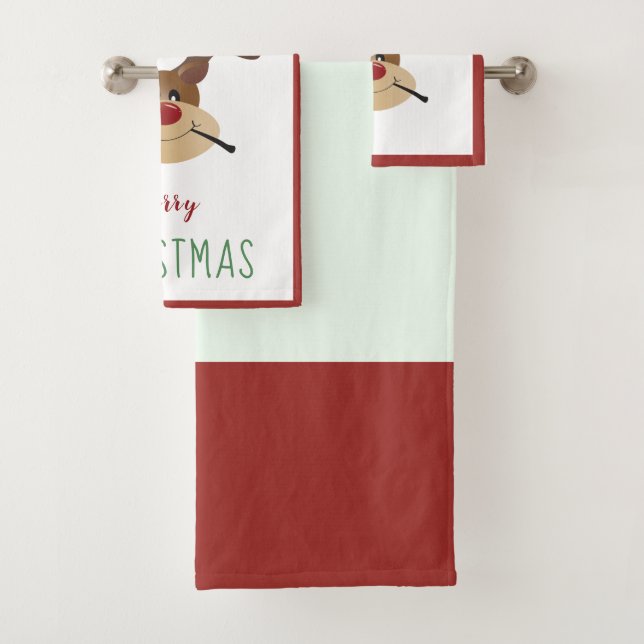 Joyeux Noël mignonne Reindeer Mistletoe Rouge Vert (En situation)