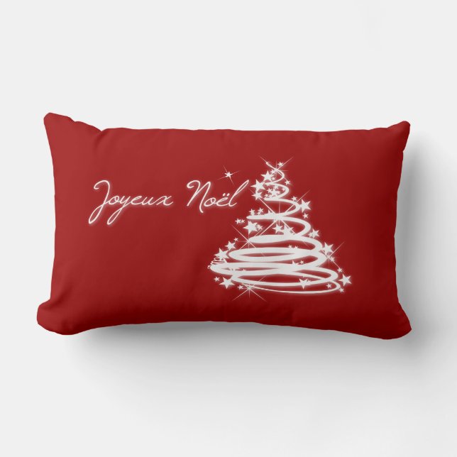 Joyeux Noël mit Weihnachtsbaum Lendenkissen (Vorderseite)