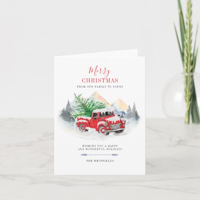 Joyeux Noël moderne Camion Rouge Russe Famille (Devant)