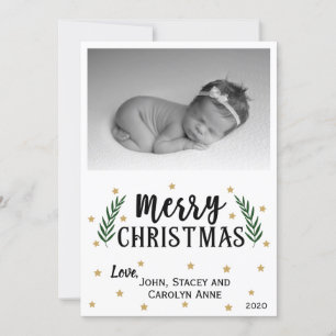 Joyeux Noël moderne   Carte photo Gold Stars