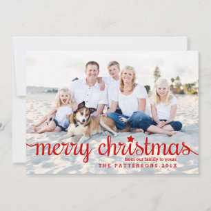 Joyeux Noël moderne Grand Carte photo en rouge