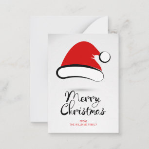Joyeux Noël moderne Santa Hat Mini Carte Note